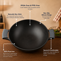 Aditi Kitchenware 12-inch Cast Iron Kadhai | Naturally Non-Stick & Toxin-Free Cookware | Gas & Induction Compatible