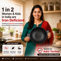 Aditi Kitchenware 12-inch Cast Iron Kadhai | Naturally Non-Stick & Toxin-Free Cookware | Gas & Induction Compatible
